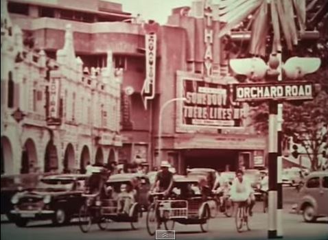Orchard Road with Cathay building in the background, Singapore 1956